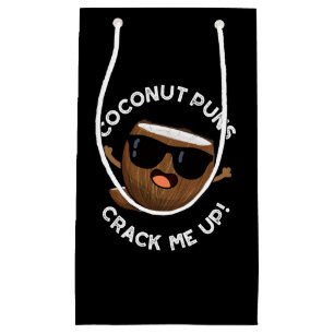 Sacola Para Presentes Pequena Coconut Puns Quebra-Me Fruta Engraçada Pun Escuro
