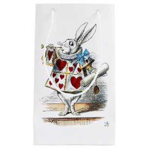 Sacola Para Presentes Pequena Coelho Branco Alice Mundo das Maravilhas Coelho de