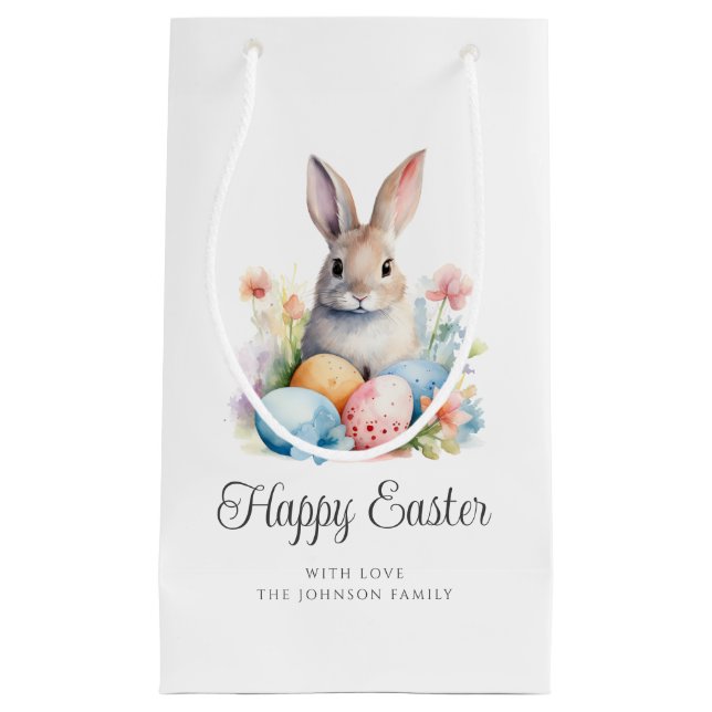 Sacola Para Presentes Pequena Coelho Fofo Feliz Páscoa (Frente)