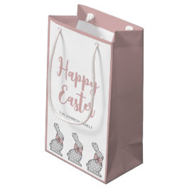 Sacola Para Presentes Pequena Coelho Rosa Fofo Feliz Páscoa
