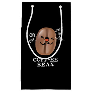 Sacola Para Presentes Pequena Coff-ee Funny Coughing Café Bean Pun Dark BG