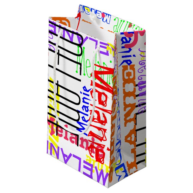 Sacola Para Presentes Pequena Colagem conhecida feita sob encomenda (Frente inclinada)