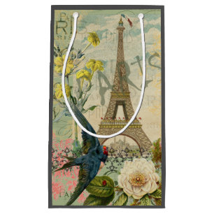 Sacola Para Presentes Pequena Colagem da arte gráfica do viagem de Paris France