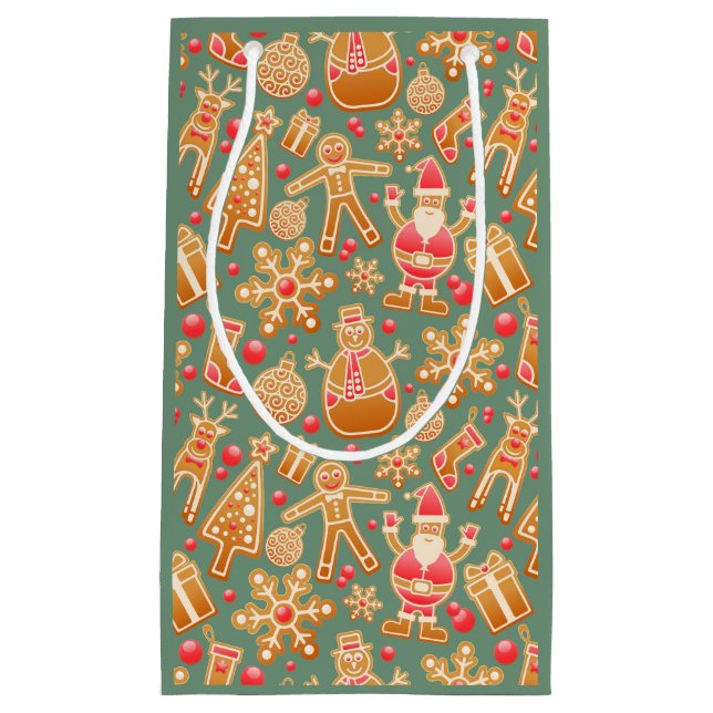 Sacola Para Presentes Pequena Colagem de Natal (Frente)