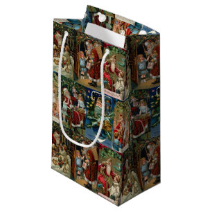 Sacola Para Presentes Pequena Colagem de Natal Colorido do Pai Colorido
