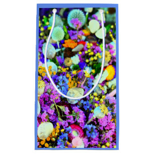 Sacola Para Presentes Pequena Colagem floral colorida