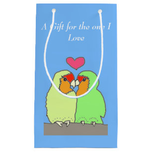 Sacola Para Presentes Pequena "Colorful Love Birds's Namorados"