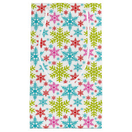 Sacola Para Presentes Pequena Colorful Retro Snowflakes Christmas