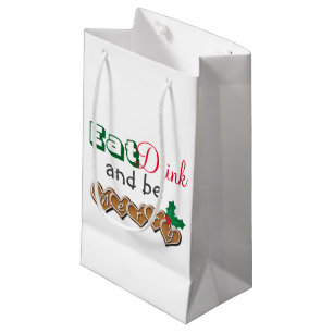 Sacola Para Presentes Pequena Coma, beba e seja feliz Natal