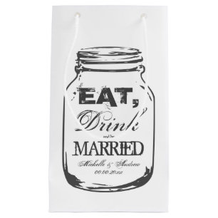 Sacola Para Presentes Pequena Coma bebida, se casem, mason jar.