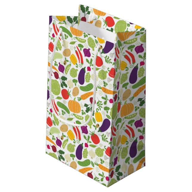 Sacola Para Presentes Pequena Comida em um fundo branco (Verso inclinado)