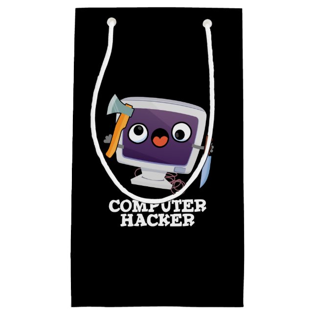 Sacola Para Presentes Pequena Computação Hacker Funny Technology Pun Dark BG (Frente)