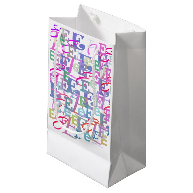 Sacola Para Presentes Pequena Confete de Letras "E" (Frente inclinada)