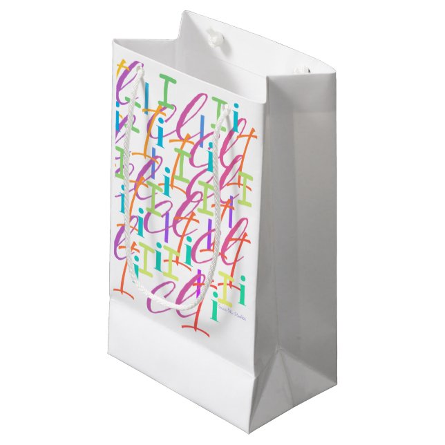 Sacola Para Presentes Pequena Confete de Letras "I" (Frente inclinada)