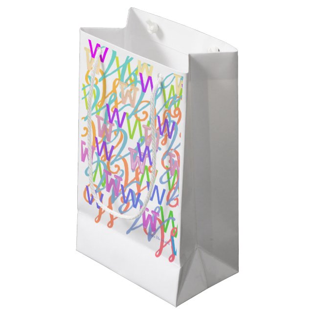 Sacola Para Presentes Pequena Confete de Letras "W" (Frente inclinada)