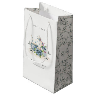 Sacola Para Presentes Pequena Conjunto de chá e xícara azul aqua fofa para chá r