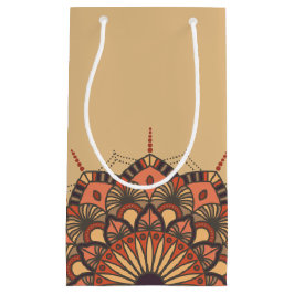 Sacola Para Presentes Pequena Contemporâneo Brown Peach Mandala
