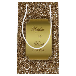 Sacola Para Presentes Pequena Convites de Casamento  | Dourado cliente de brilho