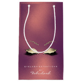 Sacola Para Presentes Pequena CopperGold Glitter Makeup Lashes Beauty Brandin