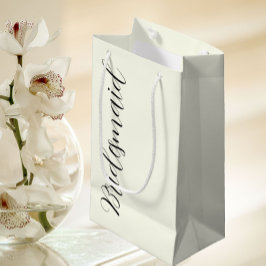 Sacola Para Presentes Pequena Cor de Marfim Estilizado Script Damas de Honra Cas
