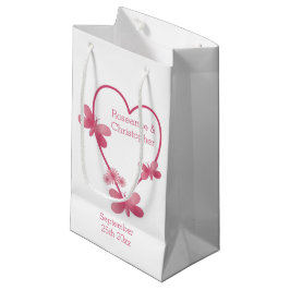 Sacola Para Presentes Pequena Coração Rosa E Borboletas De Presente Pequeno Casa