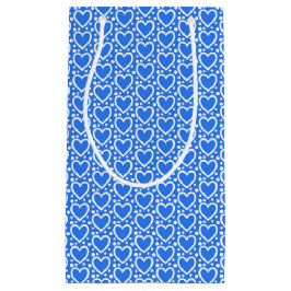 SACOLA PARA PRESENTES PEQUENA CORAÇÕES AZUIS E BRANCAS DO DIA DE OS NAMORADOS