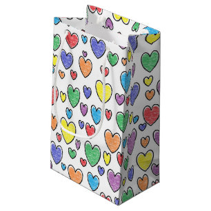 Sacola Para Presentes Pequena Corações Colorido Saco Presente
