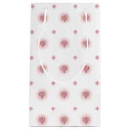 Sacola Para Presentes Pequena Corações Cor-de-Rosa e Branco e Ouros - Padrão Dar