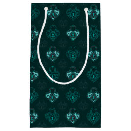 Sacola Para Presentes Pequena Corações de Teal e Carbono Bloqueados Saco de Pres