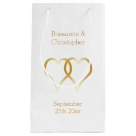 Sacola Para Presentes Pequena Corações Dourados com Pequenos Presentes Casados