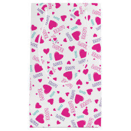 Sacola Para Presentes Pequena Corações e Amor Rosa Bonitos - padrão romântico