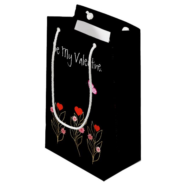 Sacola Para Presentes Pequena Corações e Flores (Frente inclinada)
