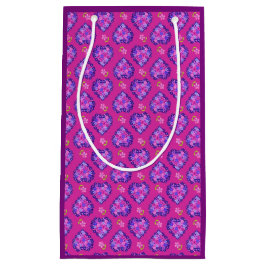 Sacola Para Presentes Pequena Corações Magenta bonito e Flores Pequenos Saco-Pre