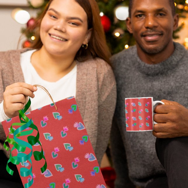 Sacola Para Presentes Pequena Corações Sagrados - Arte Popular Católica Vermelha (Criador carregado)