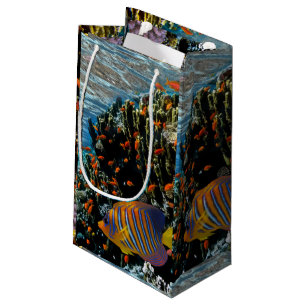 Sacola Para Presentes Pequena Coral Recife com Coral de Fogo e Peixes Exóticos