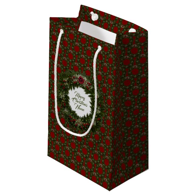 Sacola Para Presentes Pequena Coroa de Natal  (Frente inclinada)