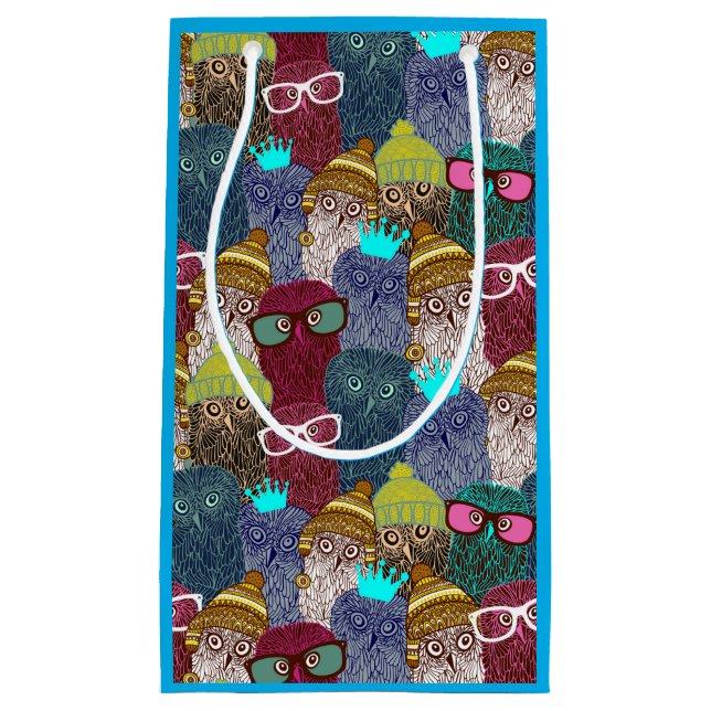 Sacola Para Presentes Pequena Coruja na coroa (Frente)