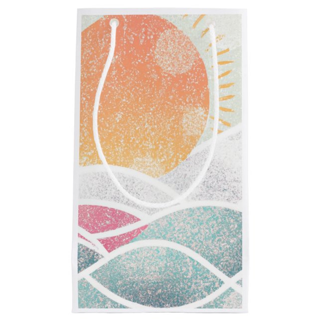 Sacola Para Presentes Pequena Costeira/praia/ensolarado (Frente)