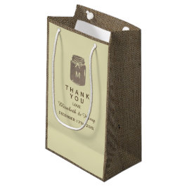Sacola Para Presentes Pequena Country Burlap Mason Jar Wedding Obrigado
