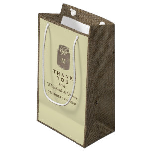 Sacola Para Presentes Pequena Country Burlap Mason Jar Wedding Obrigado