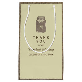Sacola Para Presentes Pequena Country Burlap Mason Jar Wedding Obrigado