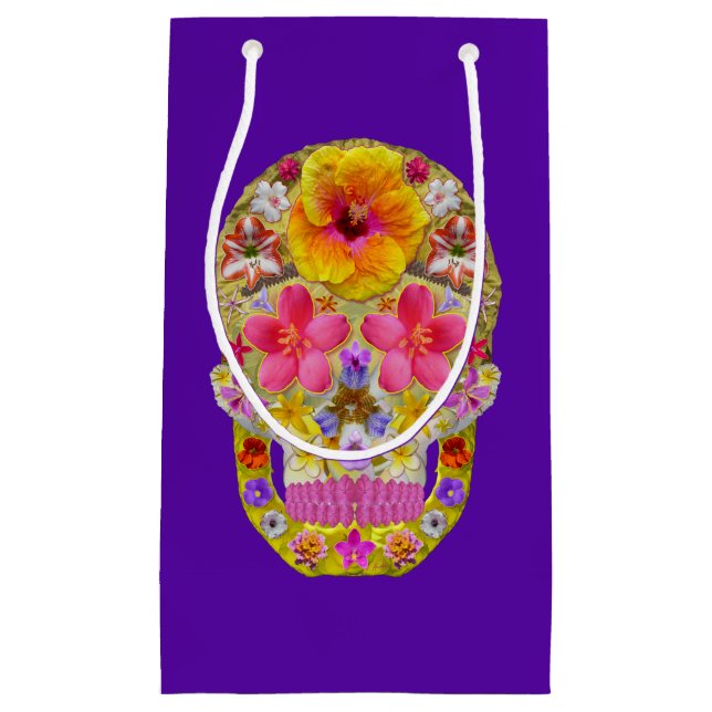 Sacola Para Presentes Pequena Crânio da Flor 4 - Tropical (Frente)