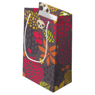 Sacola Para Presentes Pequena Crânios e flores
