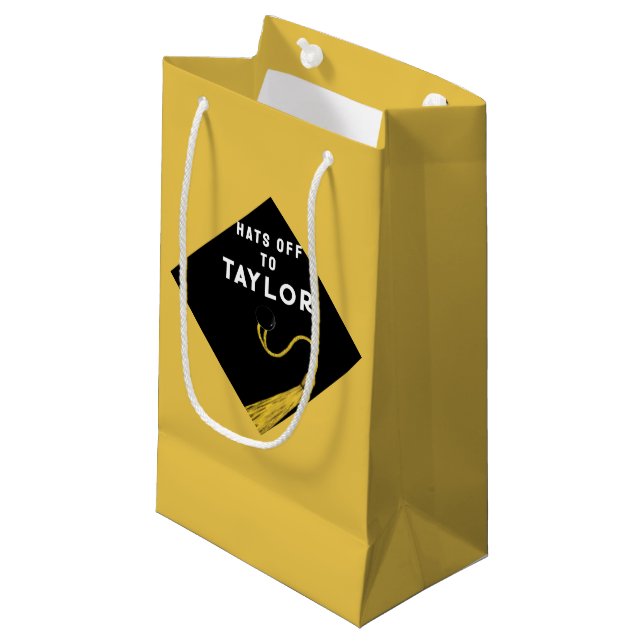 Sacola Para Presentes Pequena Creative Dourado Graduation Medium Gift Bag (Frente inclinada)