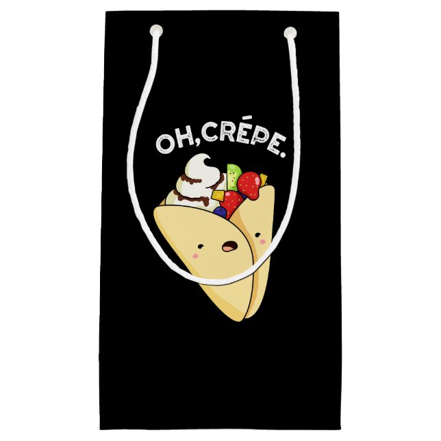 Sacola Para Presentes Pequena Crepe Engraçado Comida Pun Dark BG (Frente)
