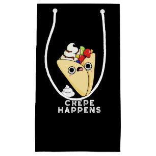 Sacola Para Presentes Pequena Crepe Happens Funny Food Pun Dark BG