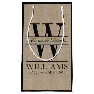 Sacola Para Presentes Pequena Criado seu próprio monograma do aniversário do