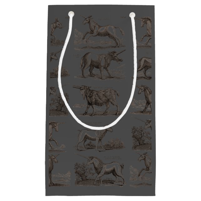 Sacola Para Presentes Pequena Criatura Mágica Clássica do Unicórnio Antiquado (Frente)