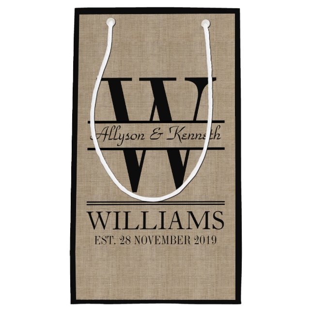 Sacola Para Presentes Pequena Crie o seu próprio Monograma de aniversário do log (Frente)