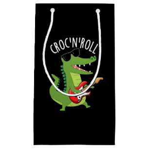 Sacola Para Presentes Pequena Croc N Roll Funny Crocodilo Puns Escuros BG